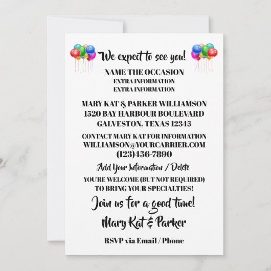 Einladung zur Feier (Rückseite)