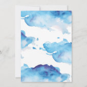 Einladung zur Feier | Blaue Wasserfarbe und Gold (Rückseite)