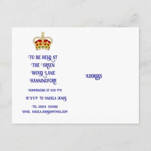 Einladung zur Feier der benutzerdefinierten Textze (Rückseite)