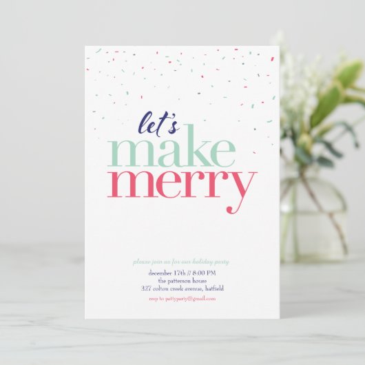 Einladung zur Feier *Lass uns Merry machen* (Stehend Vorderseite)
