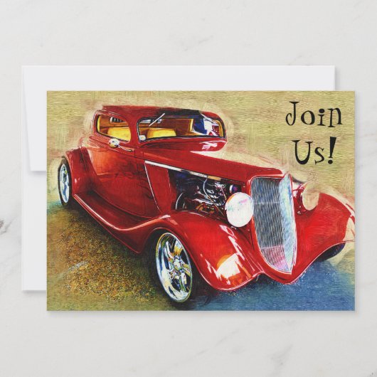 Einladung zur Feier mit Oldtimer (Vorderseite)