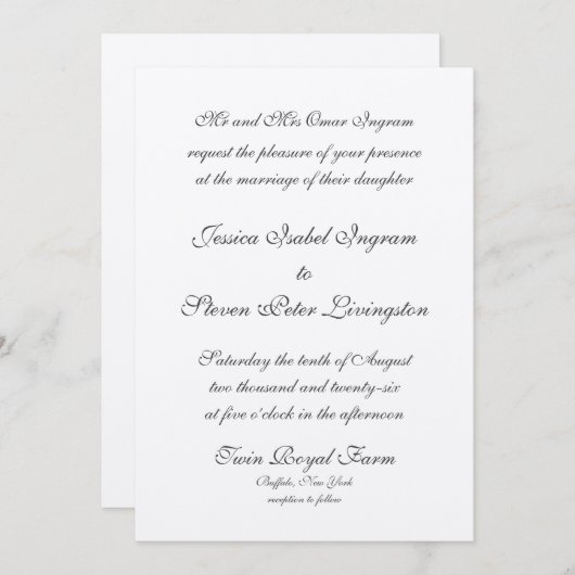 Einladung zur feierlichen Hochzeit (Vorne/Hinten)