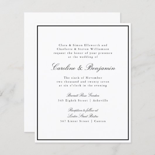 Einladung zur Feierlichen Hochzeit an der Grenze (Vorne/Hinten)