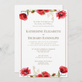 Einladung zur feierlichen Hochzeit in Rot und Weiß (Vorne/Hinten)