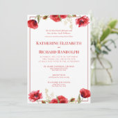 Einladung zur feierlichen Hochzeit mit Roter Flora (Stehend Vorderseite)