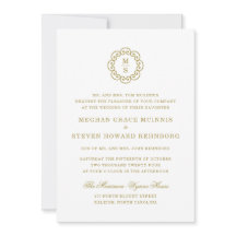 Einladung zur feierlichen Hochzeit von Gold Monogr