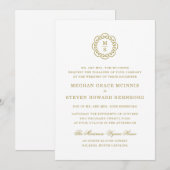 Einladung zur feierlichen Hochzeit von Gold Monogr (Vorne/Hinten)