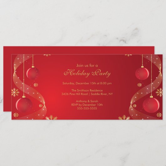 Einladung zur Feierlichkeit Elegantes Rot & Gold (Vorne/Hinten)