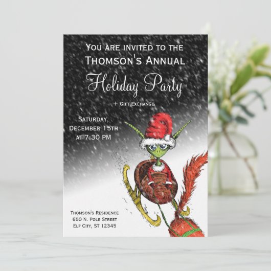 Einladung zur Feierlichkeit - Elf Reiten Sleigh (Stehend Vorderseite)