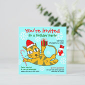 Einladung zur Feiertagsfeier Rollkatze (Stehend Vorderseite)