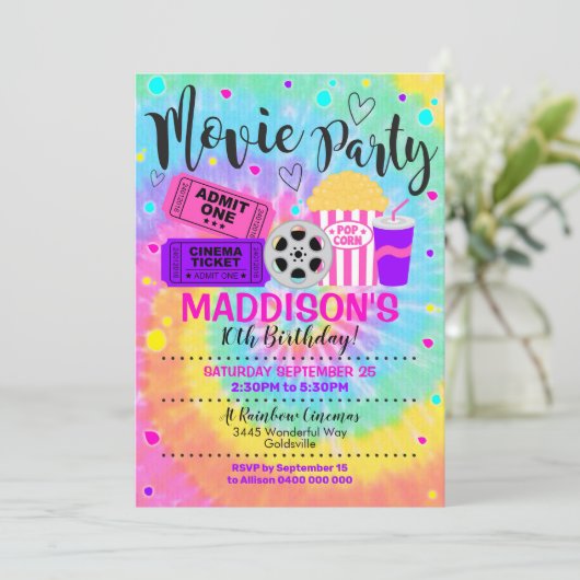 Einladung zur Filmvorführung Girl Cinema Party Ein (Stehend Vorderseite)