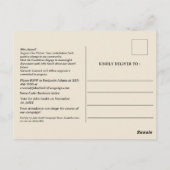 Einladung zur Finanzierung politischer Kampagnen i Postkarte (Rückseite)