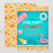 Einladung zur Flamingo-Poolparty (Vorne/Hinten)