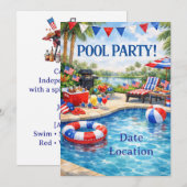 Einladung zur Florida 4. Juli Poolparty (Vorne/Hinten)