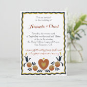 Einladung zur Folk Art Hochzeit (Stehend Vorderseite)