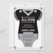 Einladung zur Football Baby-Dusche, schwarz, grau (Vorderseite)