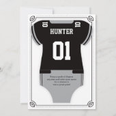 Einladung zur Football Baby-Dusche, schwarz, grau (Rückseite)