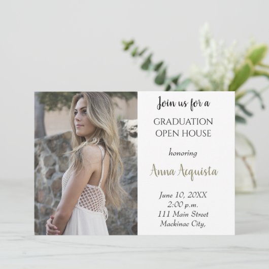 Einladung zur Foto Graduation Party (Stehend Vorderseite)