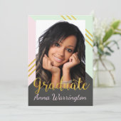 Einladung zur Foto Graduation Party (Stehend Vorderseite)