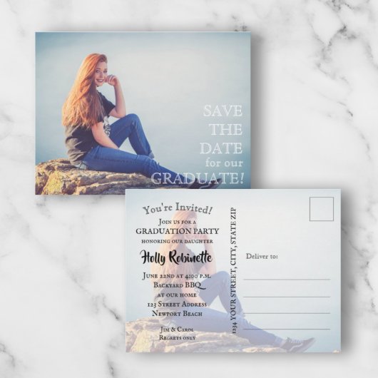 Einladung zur Foto Graduation Party Postkarte