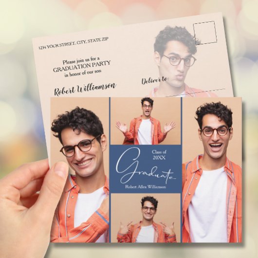 Einladung zur Foto Graduation Party Postkarte