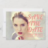 Einladung zur Foto Graduation Party. Save The Date (Vorderseite)