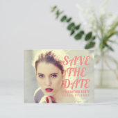 Einladung zur Foto Graduation Party. Save The Date Postkarte (Stehend Vorderseite)