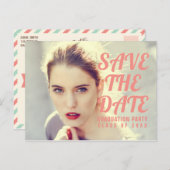 Einladung zur Foto Graduation Party. Save The Date Postkarte (Vorne/Hinten)