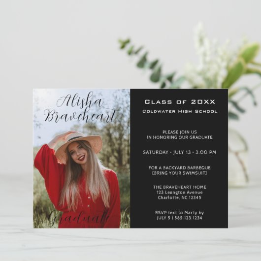 Einladung zur Foto-Graduiertenparty (Stehend Vorderseite)