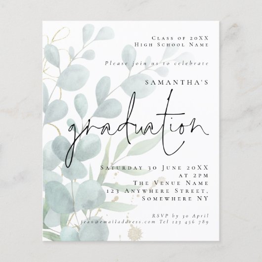 Einladung zur Foto-Graduierungspartei Budget Eukal (Vorderseite)