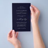 Einladung zur Foto-Hochzeit im Dunkelmarinefeld Flyer (Handgriff)