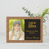 Einladung zur Foto-Schwerkraft-Party für Holz (Stehend Vorderseite)