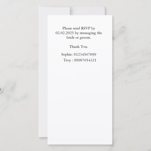 Einladung zur Fotohochzeit (Rückseite)