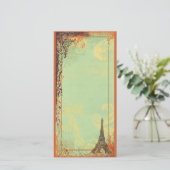 Einladung zur Fotokarte oder Menü im Eiffelturm (Stehend Vorderseite)