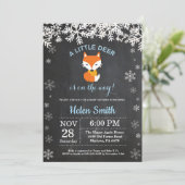 Einladung zur Fox Winter Boy Baby Dusche (Stehend Vorderseite)