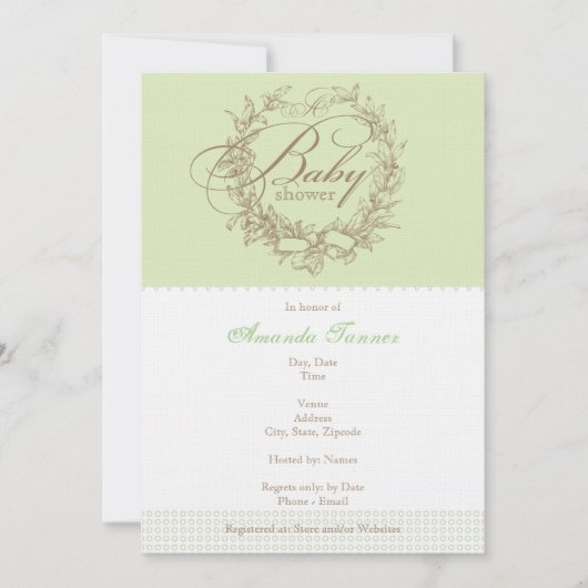 Einladung zur französischen Babydusche - Green (Vorderseite)