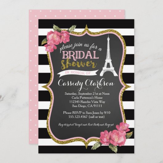 Einladung zur französischen Dusche Paris Bridal (Vorne/Hinten)