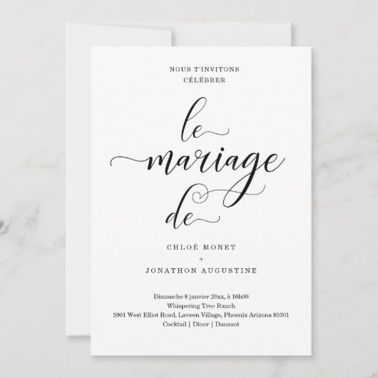 Einladung zur französischen Hochzeit (Vorderseite)