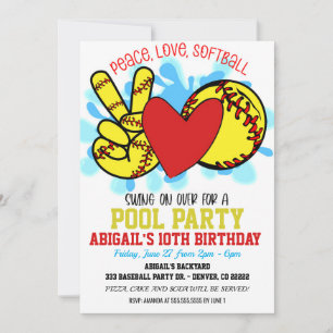 Einladung zur Friedens-Liebe-Softball-Poolparty
