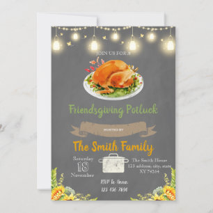 Einladung zur Friendsgiving-Party mit Potluck