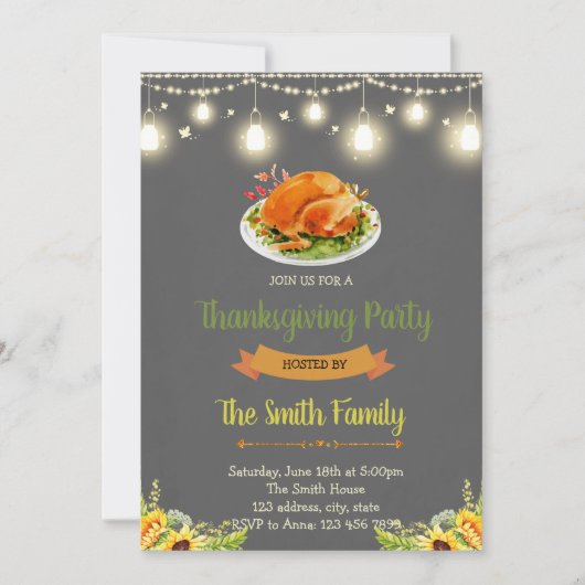 Einladung zur Friendsgiving-Potluck-Party (Vorderseite)