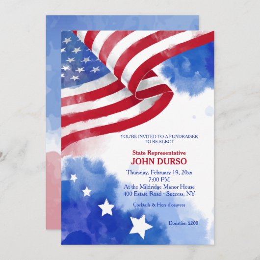 Einladung zur Fundraiser-flag-Stiftung (Vorne/Hinten)