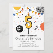 Einladung zur fünften Geburtstagskandle (Vorderseite)
