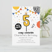 Einladung zur fünften Geburtstagskandle (Stehend Vorderseite)