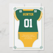 Einladung zur Fußball-Baby-Dusche, grün, Gold (Rückseite)