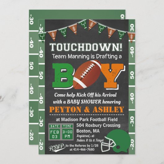 Einladung zur Fußball Baby Duschkabine (Vorne/Hinten)