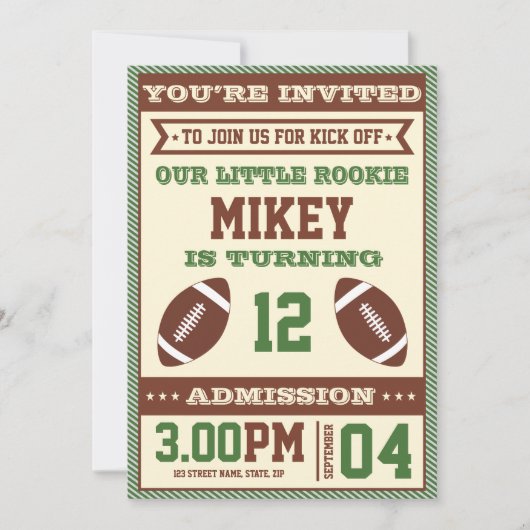 Einladung zur Fußball-Geburtstagspartei (Vorderseite)