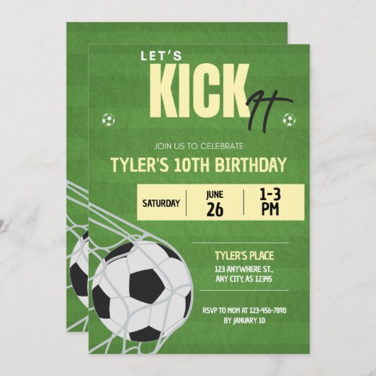 Einladung zur Fußball-Geburtstagsparty (Vorne/Hinten)