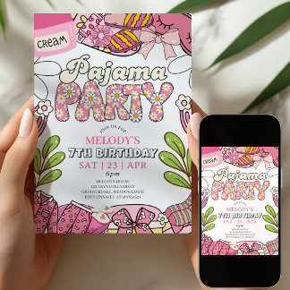 Einladung zur Gänseblümchen-Pyjama-Party-Geburtsta