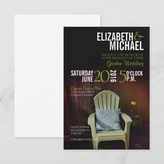 Einladung zur Gartenhochzeit (Vorne/Hinten)